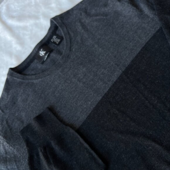 Calvin Klein Mens Sweater 100% Extra Fine Merino Wool Size XL Black & Gray Soft - Picture 1 of 9